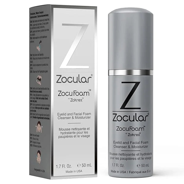 Zocuwipe Eyelid Wipes Eyelid Cleanser and Moisturizer Pads 30ct + Zocufill Elixir Eye Gel and Face Serum + Zocufoam Cleans...
