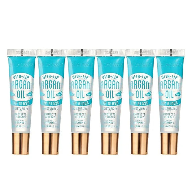 Ruby Kisses Broadway Vita-Lip Clear Lip Gloss (Argan Oil 6 Pack), Ultra-Hydrating & Soothing Formula with Multi-Vitamin Oi...