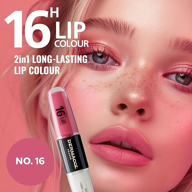 Dermacol NEW 16-Hour Lip Colour, Highly Pigmented Glossy Lip Stain, Two-Phase Lip Plumper Gloss, Kissproof Lip Makeup Prod...