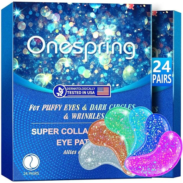 Eye Gel Pads (24 Pairs) - Under Eye Patches for Puffy Eyes, Wrinkles, Dark Circles, Natural Collagen Eye Gels, Under Eye M...