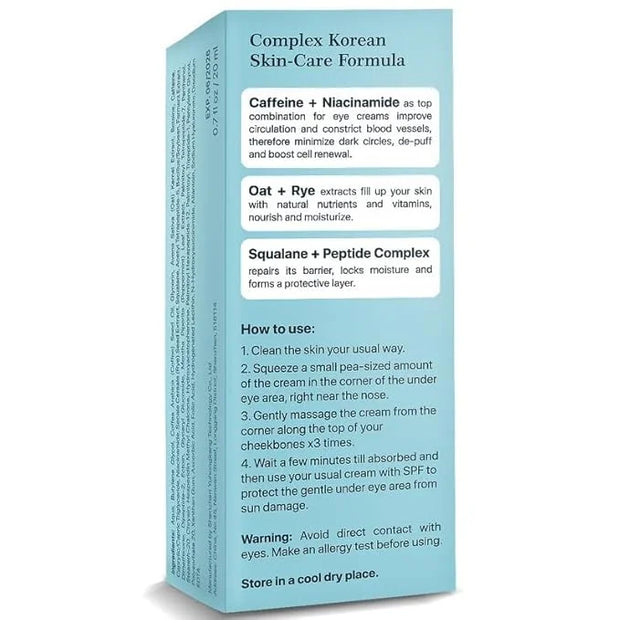 Under Eye Cream for Dark Circles and Puffiness - Caffeine Eye Cream Anti Aging Brightener With Niacinamide, Squalane, Pept...