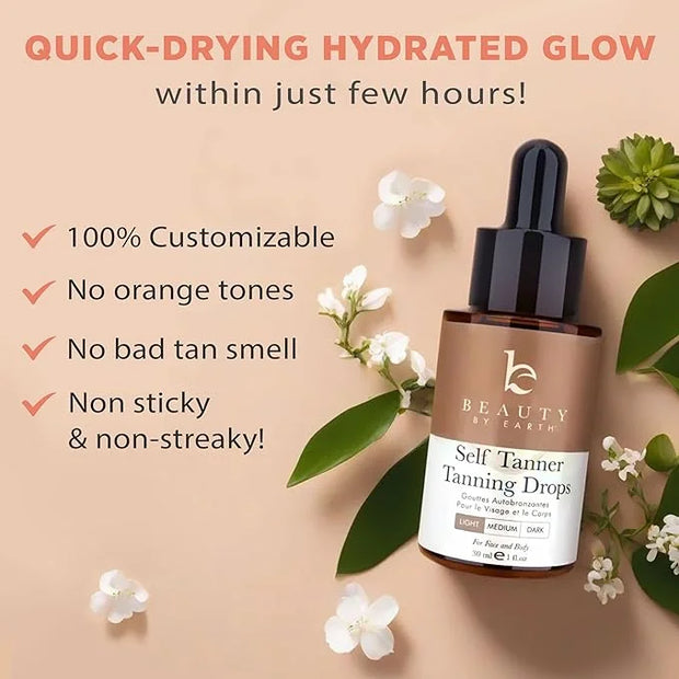 Self Tanning Drops for Face - USA Made with Organic & Natural Ingredients, Bronzing Face Tanning Drops with Aloe Vera, Non...
