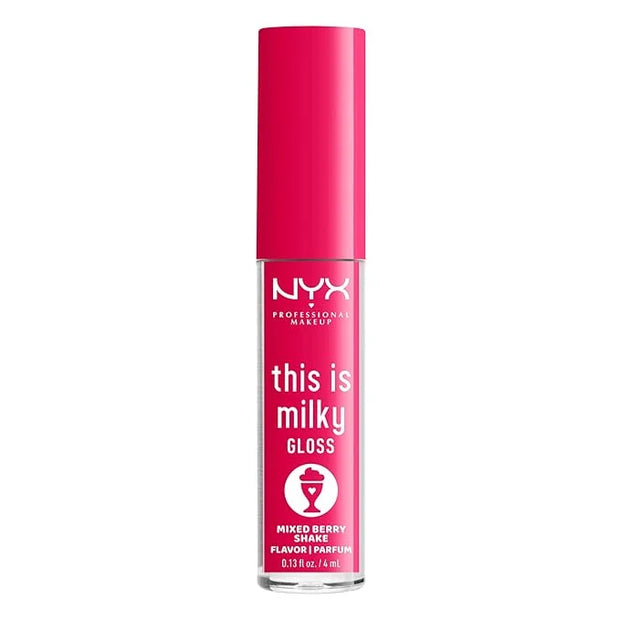 NYX PROFESSIONAL MAKEUP This Is Milky Gloss, Lip Gloss with 12 Hour Hydration, Vegan - Mixed Berry Shake (Raspberry) - Pro...