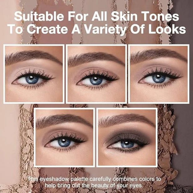 5 Colors Matte Eyeshadow Makeup Palette,Nude Dark Brown Taupe Black Highly Pigmented Natural Neutral Eye Shadow Palette,Lo...