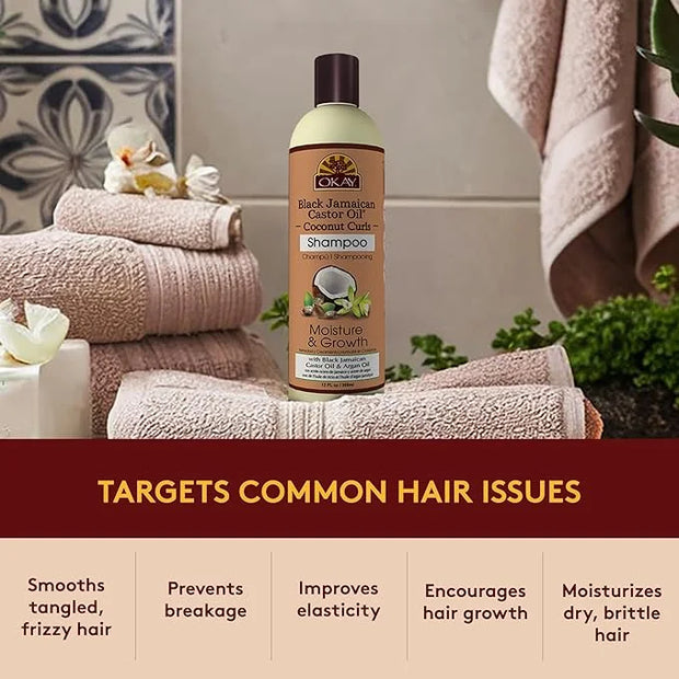 Okay Black Jamaican Castor Oil Shampoo - Natural, Moisturizing Jamaican Castor Shampoo, Strengthen & Restore Damaged Hair ...