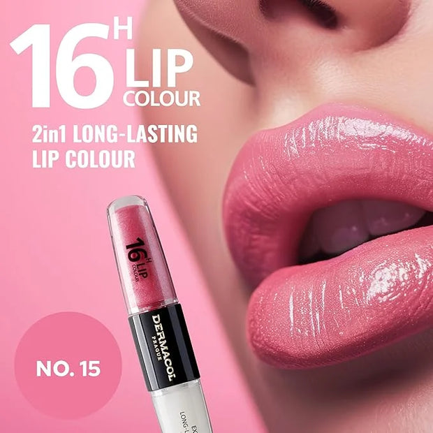 Dermacol NEW 16-Hour Lip Colour, Highly Pigmented Glossy Lip Stain, Two-Phase Lip Plumper Gloss, Kissproof Lip Makeup Prod...