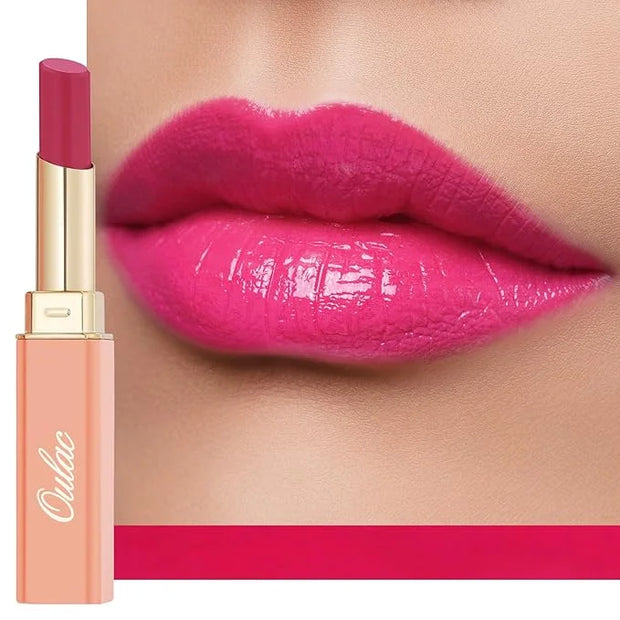 Oulac Moisturizing Shine Rose Pink Lipstick for Women, 2 in 1 Tinted Lip Balm for Winter, Hydrated Juicy and Glossy Lip Co...