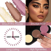 FOCALLURE Blush and Highlighter Palette,3 in 1 Contour Palette,Cruelty-Free Matte Bronzer Powder,Shimmer Illuminator Highl...