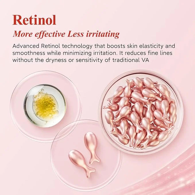 HKH Retinol Serum for Face - Anti Wrinkle Facial Serum with Vitamin C & Vitamin E, Vit A Capsule with Collagen for Women, ...