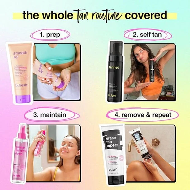 b.tan Dark Self Tanner Mousse | Get Tanned - Best, 1 Hour Express Sunless Tanning Foam, No Fake Tan Smell, Ultra Dark Bron...