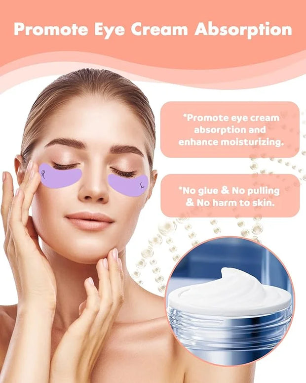 4 Pairs Reusable Under Eye Wrinkle Patches Silicone Mask, Plump Fine Lines & Wrinkles, with Metal Eye Cream Applicator, Ti...