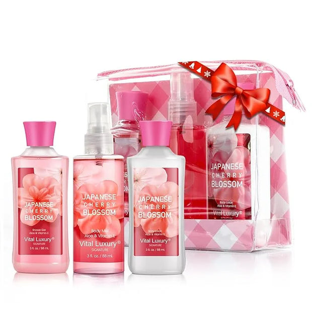 Bath & Body Care Travel Set - Home Spa Set with Body Lotion, Shower Gel and Fragrance Mist, Personal Body Care Travel Set ...