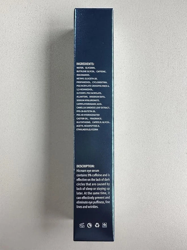 Eye Cream with 5% Caffeine Hyaluronic Acid for Puffy, Fine Lines, Dark Circles and Wrinkles, Under Eye Serum with 360° Rol...