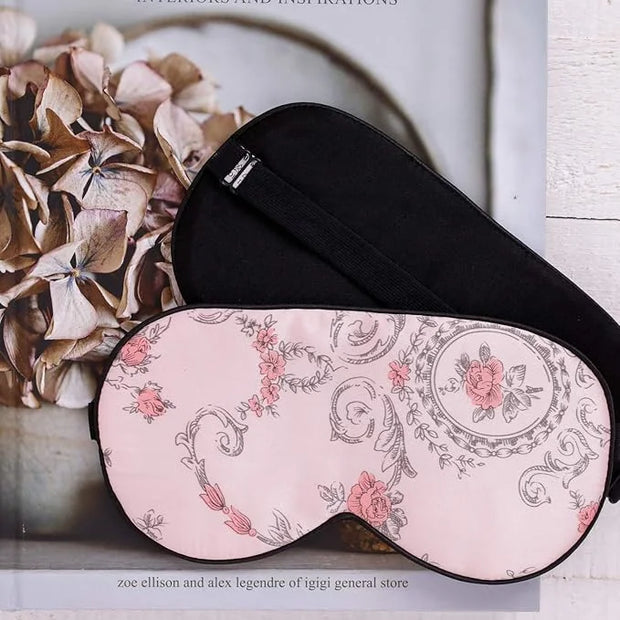 Maxfeel 100% Pure Silk Eye Mask - Sleep Eye Cover in Floral Colors (#1) - Product Image