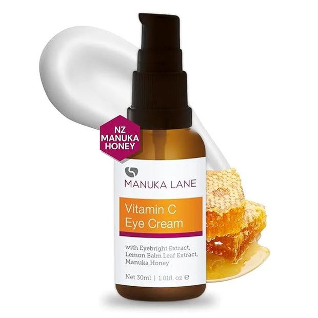 Vitamin C Eye Cream with Lemon Balm Leaf Extract, Manuka Honey & Eye Bright Extract | Plant Based Formula | Carefully form...