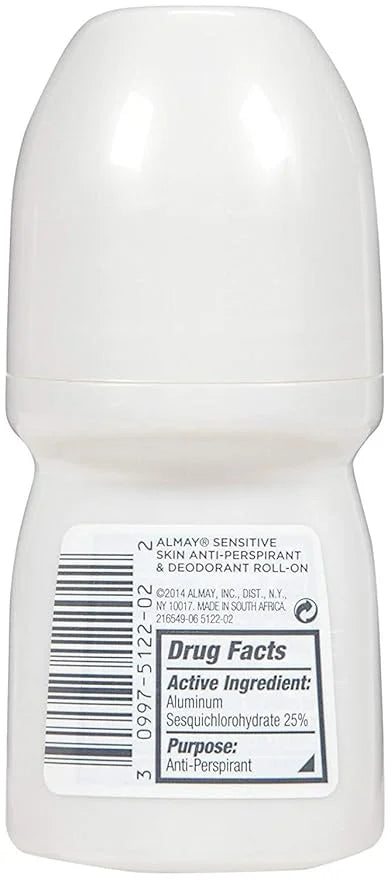 Almay Anti-Perspirant & Deodorant, Sensitive Skin, Roll-On, Fragrance Free 1.7 oz (Pack of 12) - Product Image