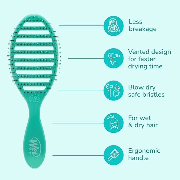 Wet Brush Speed Dry Hair Brush, Amazon Exclusive Aqua, Vented Design & Soft HeatFlex Bristles, Blow Dry Safe, Ergonomic Ha...