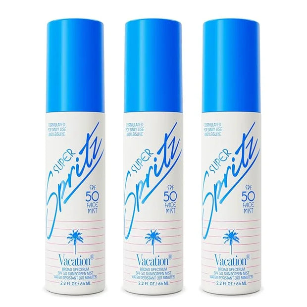 Vacation Super Spritz SPF 50 Sunscreen Face Mist 3-Pack, Daily Face Sunscreen Spray, SPF Face Spray, Sunscreen Spray for F...