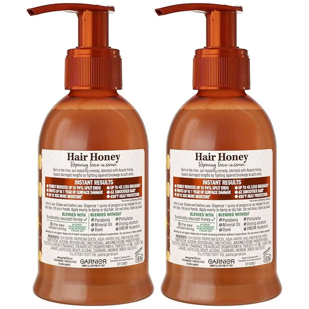 Garnier Whole Blends Honey Treasures Hair Honey Repairing Serum for Long, Damaged Hair, 5.1 Fl Oz, 2-Count (Packaging May ...