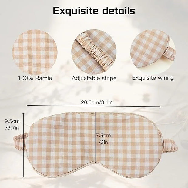 Linen Eye Mask for Girls,Travel Breathable Sleep Mask,Adjustable Strap, Hypoallergenic, Cooling with Travel Bag Gift Packa...
