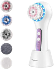 Face Scrubber Exfoliator,Facial Cleansing Brush Rechargeable IPX7 Waterproof with 5 Brush Heads,Electric Face Spin Brush f...