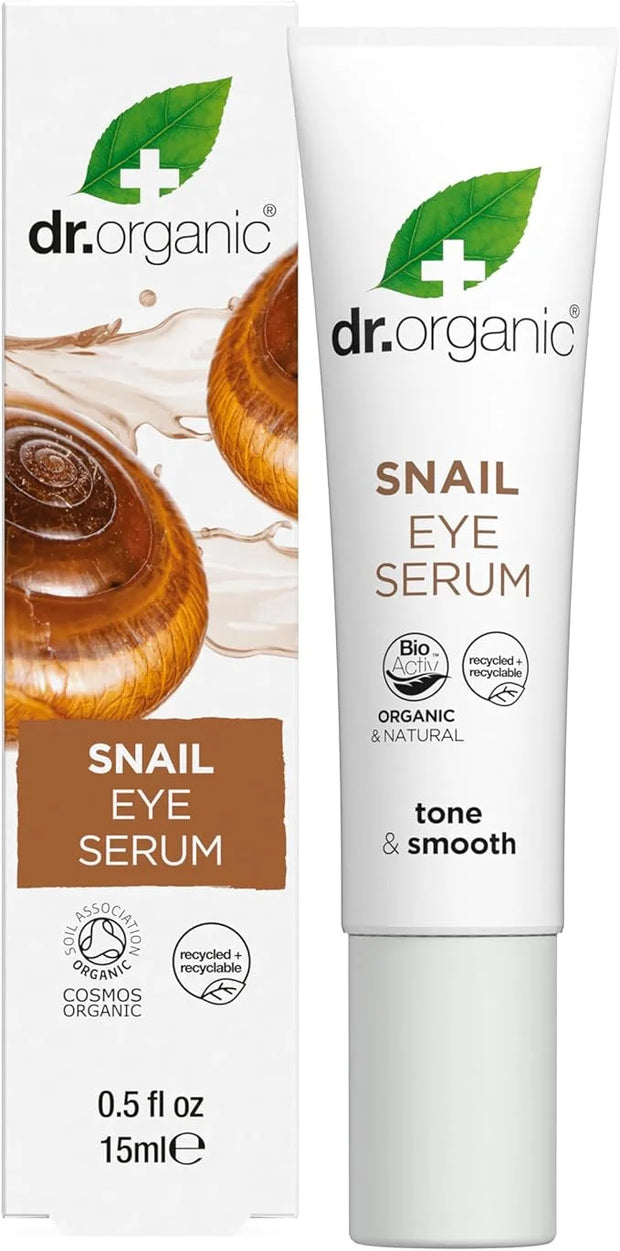 Dr. Organic Snail Gel Eye Serum | Tightens and Hydrates Delicate Eye Area, Reduces Puffiness, Natural, Certified Organic, ...