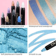 Kaely 2Pcs Bright Blue Eyeshadow Stick for Older Women, Metallic Shimmer Glitter Cream Eye Shadow Pencil Crayon, Light Blu...