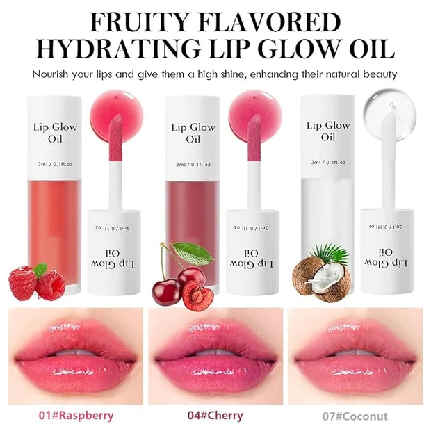 2Pcs Hydrating Lip Glow Oil,Plumping Lip Gloss,Moisturizing Transparent and Nourishing Non-stick Cup Fruit Flavored Lip Oi...
