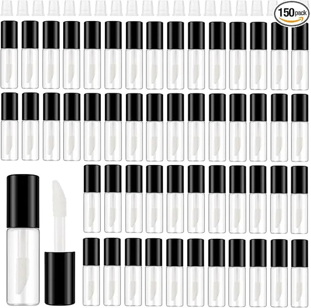 Jinei 150 Pcs Clear Empty Lip Balm Bottles 1.2ml Mini Lip Gloss Tubes, Refillable Containers Transparent Plastic Clear Lip...