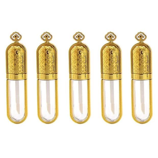5 Pcs 3ml Lip Gloss Tubes Empty Refillable Lip Balm Bottles Vials Containers with Lip Brush for DIY Lipstick Lip Gloss Sam...