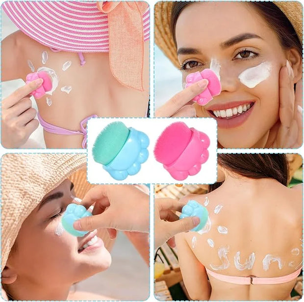 2 Pcs Cute Cat Sunscreen Applicator for Kids,Kid Sunscreen Brush with Protective Case,Cat Paw Sunblock Applicator for Kids...