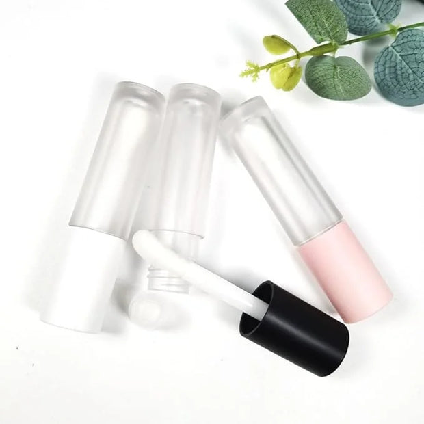 COSIDEA 24 pcs Empty 5ml big brush Frosted lip gloss tube White round lipgloss tubes container with big doe foot wand - Pr...