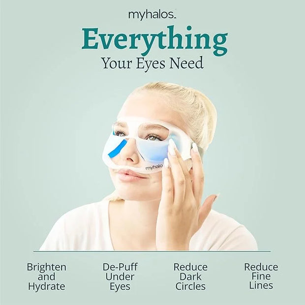 MyHalos Patented Eye Ice Pack for Puffy Eyes Set - Under Eye Masks for Dark Circles and Puffiness- 24 Eye Patches for Wrin...
