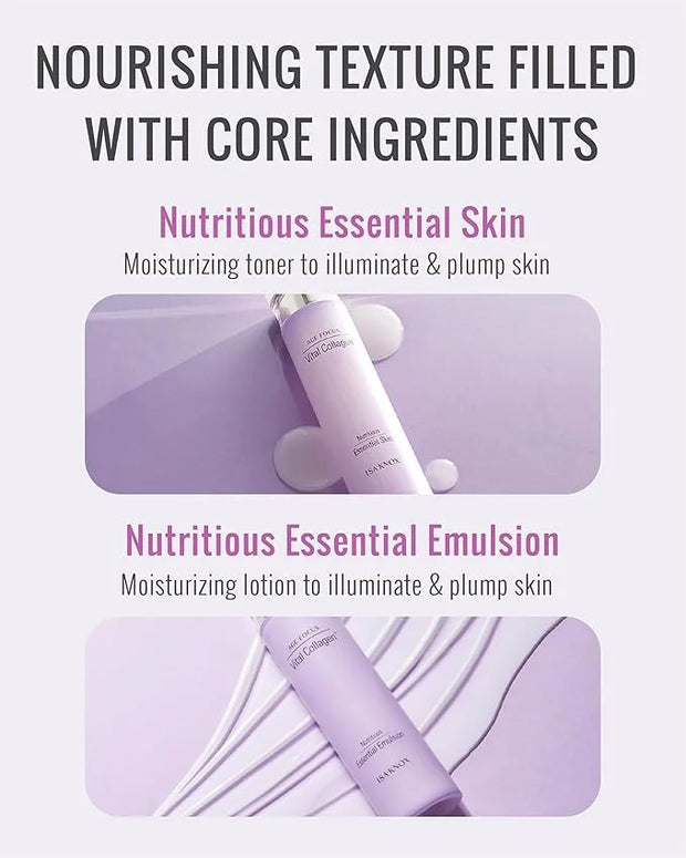 ISA KNOX Age Focus Vital Collagen Skincare Set (14.54 fl oz) - Korean Skincare for Firming, Hydrating, and Nourishing. wit...