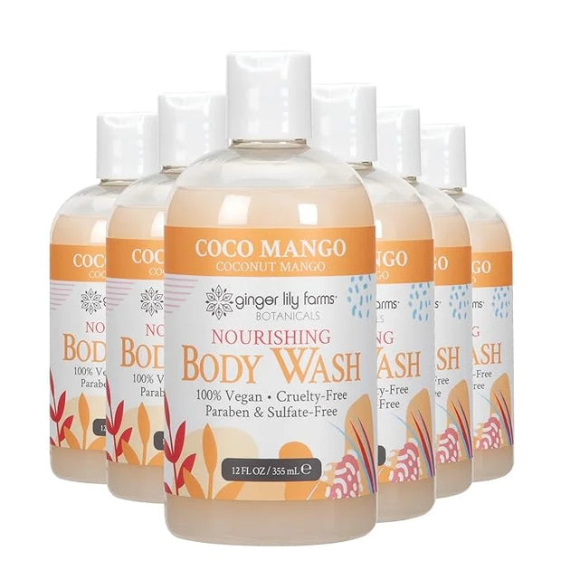 Ginger Lily Farms Botanicals Nourishing Body Wash, Coco Mango, 100% Vegan & Cruelty-Free, Coconut Mango Scent, 12 Fl Oz (P...