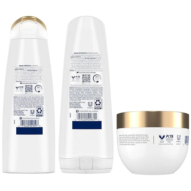 Dove Bond Strength Shampoo & Conditioner Set + Hair Mask Serum Bundle – Bond Repair Treatment for Damaged and Frizzy Hair ...