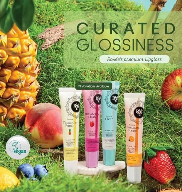 ROSÉE & CO Rosee Lip Gloss Vegan & Cruelty Free Treatment, Professional Make up, Long Lasting Glossy with Shea Butter, Moi...