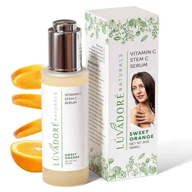 Vitamin C Serum for Face & Neck 2oz - 20% Vit C Serum Face, Reduces Dark Spots, Firms Skin with Orange Stem Cells, Plant B...