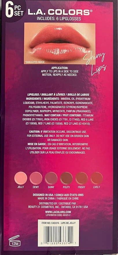 L.A. COLORS All Is Bright 6pc Jelly Lipgloss Set, Lips Be Jelly, 1 Fl Oz (Pack of 1) - Product Image