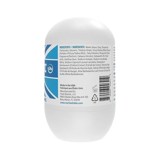 Fresh Kidz Roll On Deodorant for Kids and Teens - Baking Soda and Aluminum-free 24 Hour Protection for Sensitive Skin - Bo...