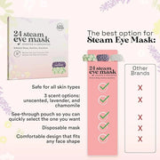 LivaClean 24 Steam Eye Mask for Dry Eyes, Dark Circles & Puffiness, Warm & Self Heating, Ear Hooks to Stay On, Lavendar, C...