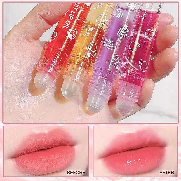 Hydrating Roll On Lip Oil, 6 Pcs Lip Glow Oil Plumpimg Lip Balm Long Lasting Non Sticky Lip Gloss Transparent Colorless Mo...