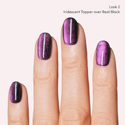 Dashing Diva One Gel Color & Magnetic Topper Duo - 8Ball - Real Black & Iridescent Glitter Topper - 3-in-1 Base Coat, Nail...