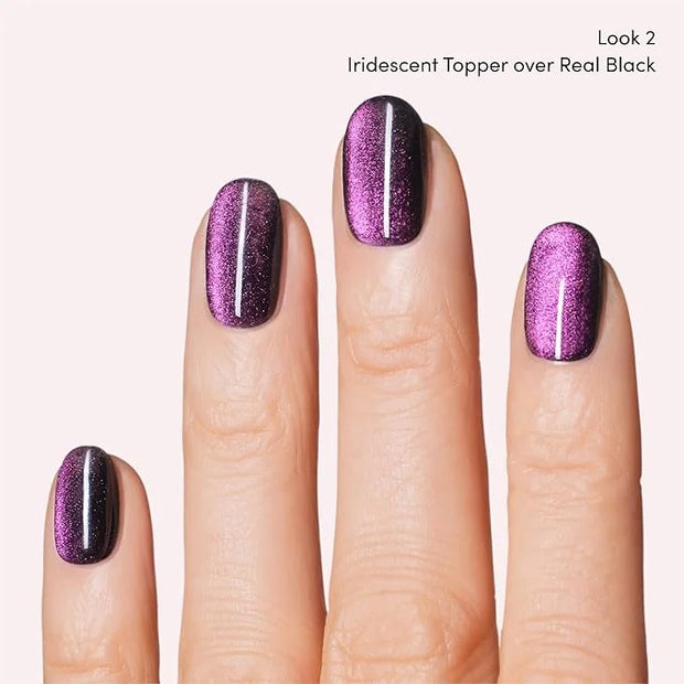 Dashing Diva One Gel Color & Magnetic Topper Duo - 8Ball - Real Black & Iridescent Glitter Topper - 3-in-1 Base Coat, Nail...