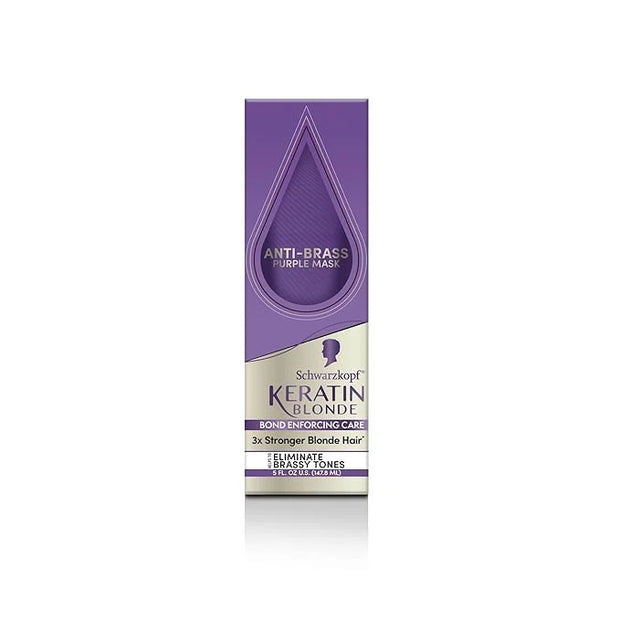 Schwarzkopf Keratin Blonde Anti Brass Purple Mask, 1 Application - Hair Dye Treatment Neutralizes Brassiness and Yellow Un...