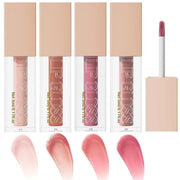 4 Pcs Hydrating Lip Gloss, ICE/MOON/SILK/PETAL High Moisturizing Oil Tint with Hyaluronic Acid, High Shine for Plumper Loo...