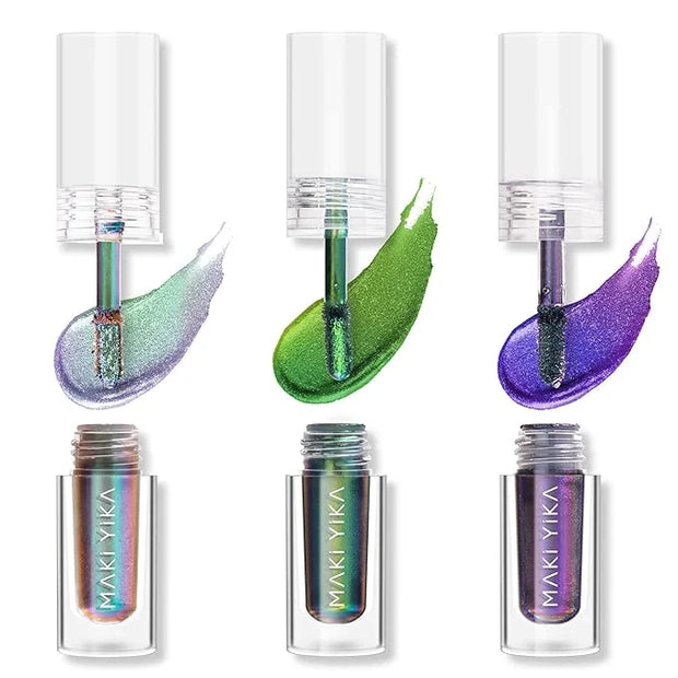 MAKI YIKA 3Pc Glitter Eyeshadow Liquid Multichrome Eyeshadows Long Lasting, Metallic Chameleon Eye Shadow Smudgeproof Holo...