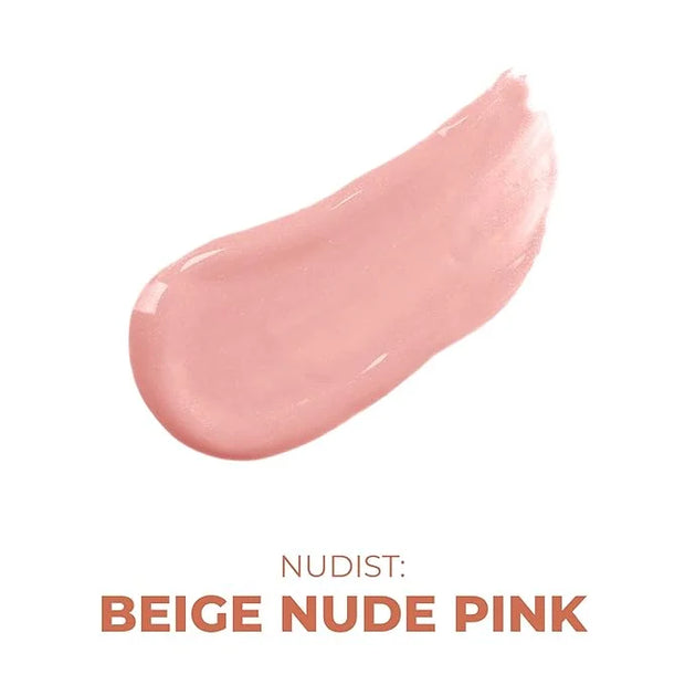Beauty For Real Lip Gloss + Shine, Nudist - Beige Nude Pink - Non-Sticky Plumping & Hydrating Gloss - Light & Mirror In Ca...