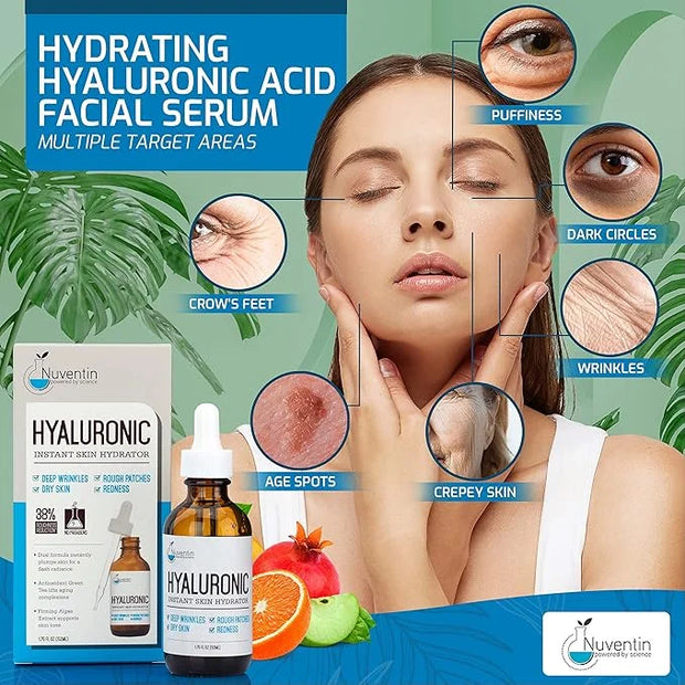 Hyaluronic Acid Serum Anti Aging Skin Care Facial Booster For Face - Hydro-Boost Moisturizer Booster W/Vitamin C & Vitamin...