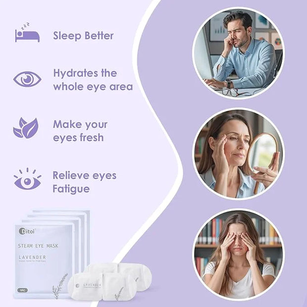 Disposable Hyaluronic Acid Eye Masks for Sleep & Relaxation, Heated Steam Eye Masks for Spa & Travel,Relieving Dry Eyes, D...